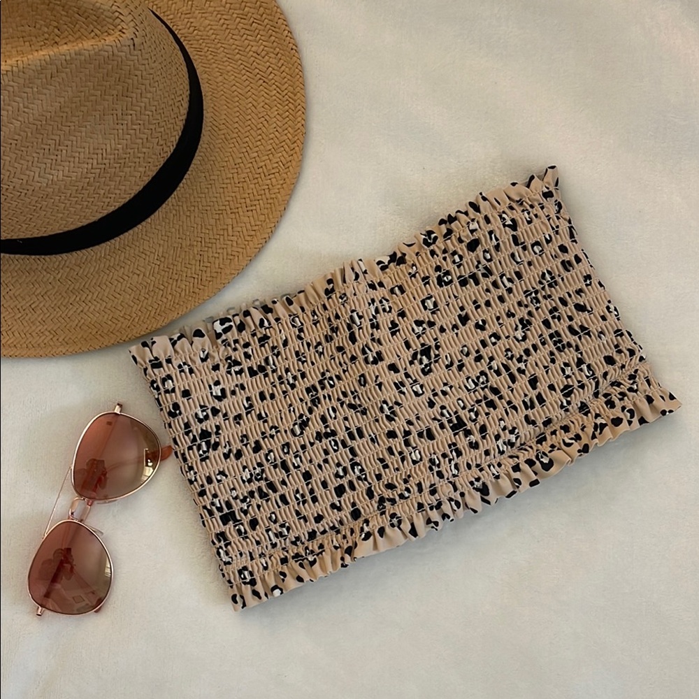 Leopard Print Bandeau Bikini Top